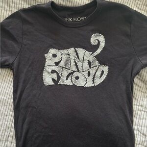 Pink Floyd Black Crop Top with White Logo